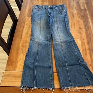 Express Distressed Blue Flare Jeans